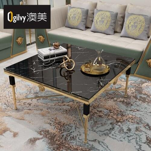 Post coffee table of famous residence in Australia and the United States modern simple living room stainless steel tea