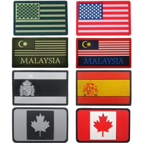 1 Pc PVC Waterproof Military Combat Armband Malaysia USA Spain Canada Flag Jeans Clothes Backpack Hat Decoration Accessories