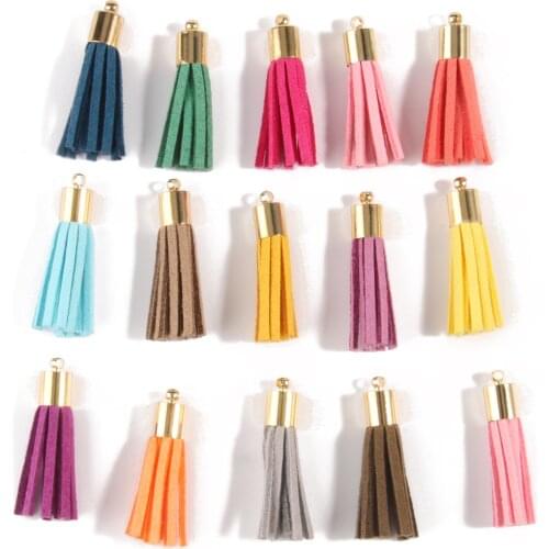 20pcs 34mm Leather Tassel Fringe for Keychain Macrame Jewelry Fiber Fringe DIY Pendant Summer charm Jewelry Findings components