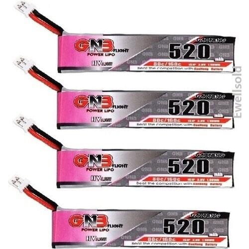 3PC/4PC Gaoneng 520mAh 3.8V 80C/160C 1S HV 4.35V Lipo Battery with PH2.0 Plug For Emax Tinyhawk Kingkong LDARC TINY7 RC Parts