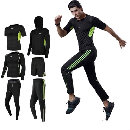 6PCS/SET Mens Running Tracksuits Sports Tights Running Suit Compression Gym Fitness Sportswear Basketball Jogging Underwear Set