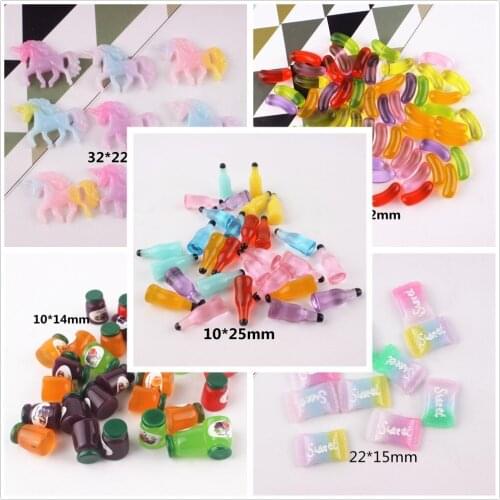 30pcs/lot DIY resin cabochons accessories flatback resin candy horse mix colors mix different shaped