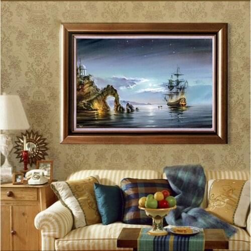 Diamond Embroidery Diy Diamond Painting Cross Stitch Kits Diamond Mosaic Moonlight under the boat Full Square Diamond CS091