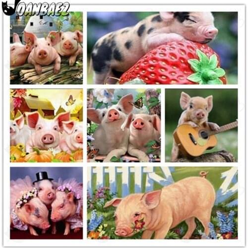 Diamond Painting Cute Pig 5D Diy Wall Art Animal Fruit Strawberry Sticker Diamond Embroidery Inlaid Room Decoration Gift