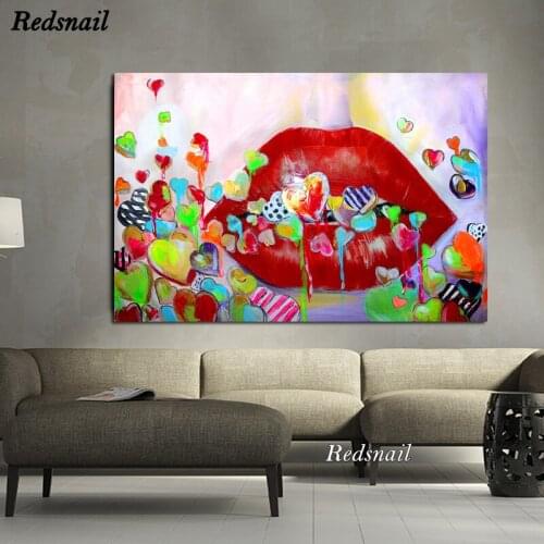Colorful Abstract Art Red Lips Diy Diamond Painting cross-stitch 5D Full Drill mosaic diamond embroidery Wall Art EE852