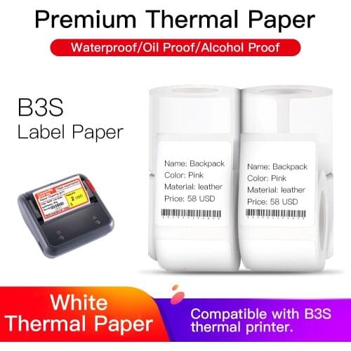 Price Label Paper Thermal Printing Paper Roll Barcode Waterproof OilProof Tear Resistant 180sheets/roll for B3S Thermal Printer
