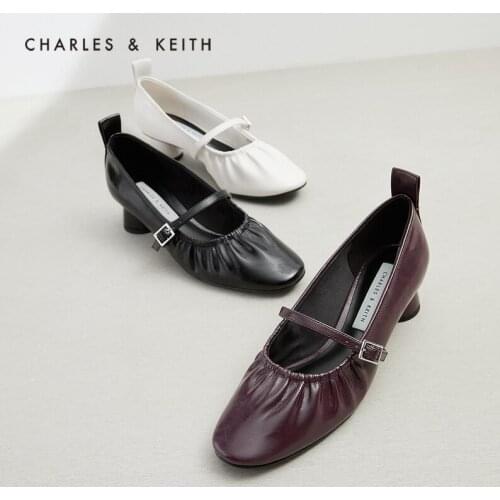 CHARLES&KEITH New Arrival for Autumn 2021 CK1-60580210 One-line mid-heel Mary Jane shoes