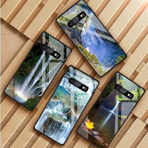 Waterfall Natural scenery design Tempered Glass Phone Case For Samsung Galaxy S8 S9 S10 S20 PLUS J6 J8 2018 NOTE 8 9 10 Cover