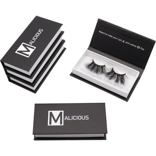 Printed Logo Black Rectangular Magnetic Box Wholesale Fluffy 25mm Long Mink Eyelashes Custom Lashbox Packaging With Logo