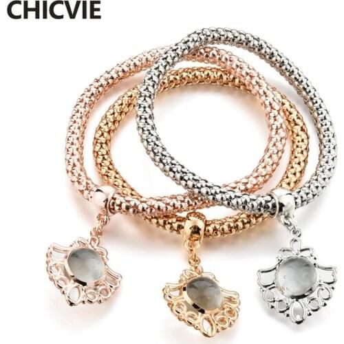 CHICVIE Wholesale Three color Custom Hollow Charms Bracelets & Bangles For Jewelry Making Bracelet For Women Bracelet SBR170133