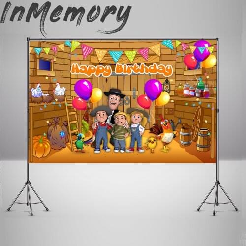 Granja de Zenon Birthday Party Background Farm Autumn Pumpkin Barn PhotoBooth Photocall Kids baby Shower Backdrop Photo Studio