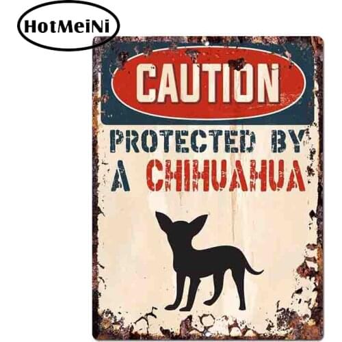 HotMeiNi 13*10cm Caution Protected By Chihuahua Warning Funny Car Sticker Decal Vinyl JDM Car Styling Accessories