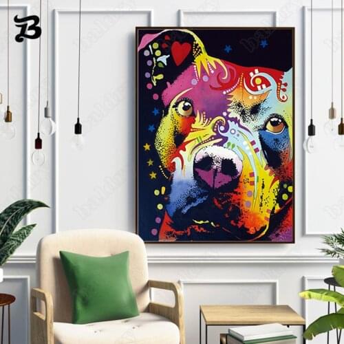 Canvas Painting Animal Abstract Dog Wall Art Thoughtful Pitbull Warrior Canvas Poster Print Wall Art Picture Living Room Decor