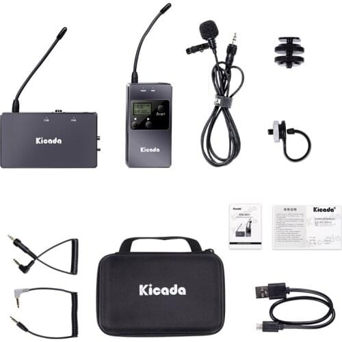 KW-M01 Wireless Lavalier Microphone Lapel Mic UHF 50 Channels Studio Mic Live Video Vlog Microphone Condenser Microphone