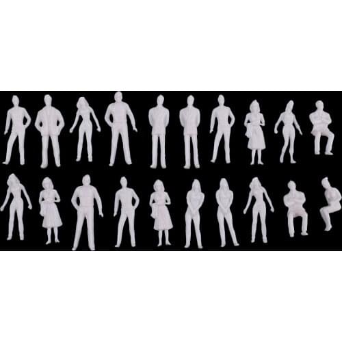 MagiDeal Simulation 20Pcs 1/50 Scale Plastic Unpainted Model People Human Architectural Figure Miniature for Children DIY Toys