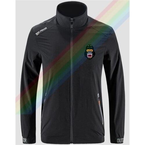 Red-eyed, Angry Gorilla Breathable Jacket Mens Outdoor Zippered Comfortable Light Soft Fashion Casual Front Printing Asian Size