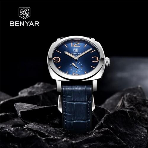 Benyar 2021 New Top Brand Men Business Mechanical Watch Waterproof Quality Leather Automatic Night Light Watch Relogio Masculino
