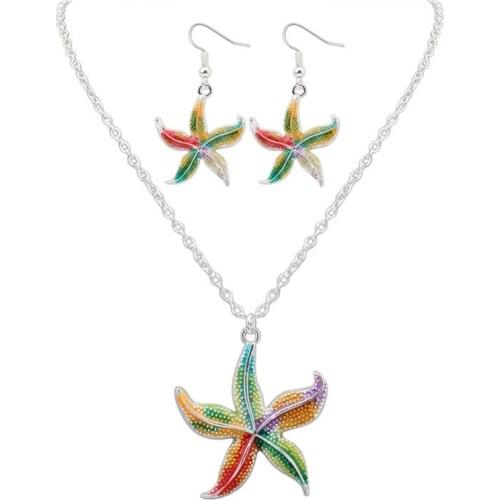 Hot Selling Fashion European Alloy Colorful Starfish Jewelry Set