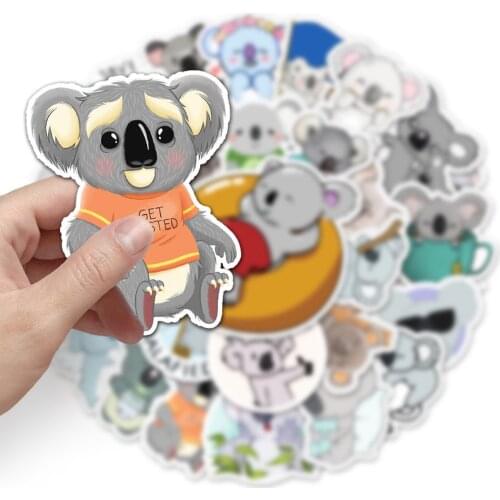 10/50pcs Animal Sticker Cute Koala Stickers Cartoon Series Childrens Toys Waterproof Diy Skateboard Guitar Bike Suitcase Decals