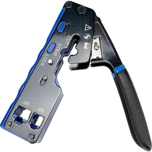 RJ45 Crimp Tool Pass Through Cutter for RJ45 Cat7 Cat6 Cat5 RJ11 RJ12Modular Connectors All-In-One Wire Tool