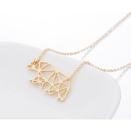 Daisies Polar Bear Necklaces Geometric Mama Origami Bear Hollow Out Animal Necklace & Pendants Gift for Mom