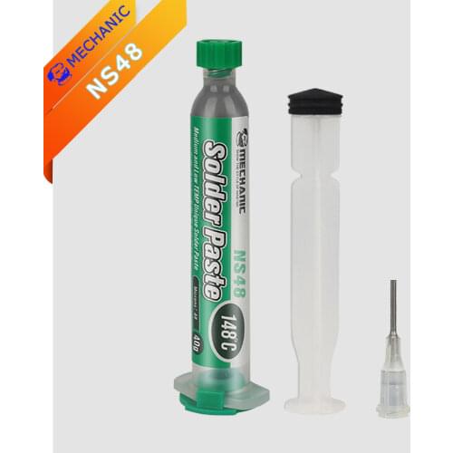 Solder Paste MECHANIC NS48 148℃ Medium Low Temperature CPU Middle Layer Bonding Of Apple Phone Syringe Tin mud