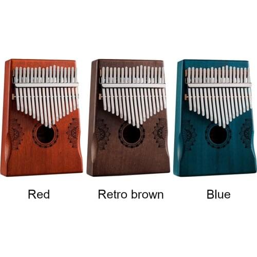 17 Key Mahogany Kalimba Wooden Thumb Piano with Armrests Portable Finger Piano Musical Instrument for Children Adults Beginner