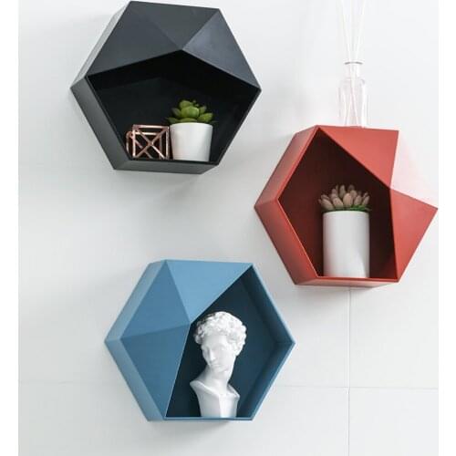 Floating Shelf Living Room Wall-Mounted Geometric Punch-Free Wall Decoration Bathroom Wall Shelf Etagere Mural