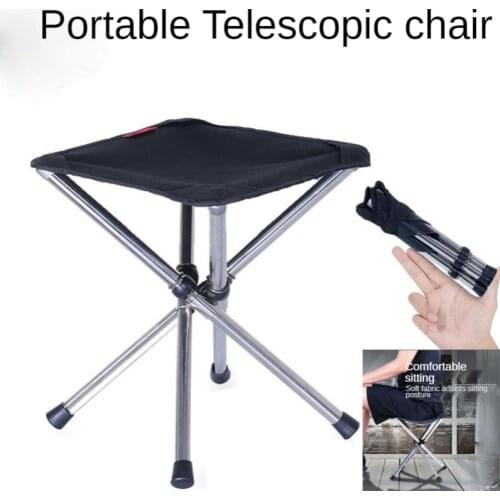 Outdoor Camping Portable Fishing Camping Trip Telescopic Folding Stool