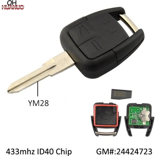 3 Button Remote Key Control Fob 433.92 mhz With ID40 Chip For Opel Vauxhall Astra Vectra YM28 Right Blade Key Part # 24424723