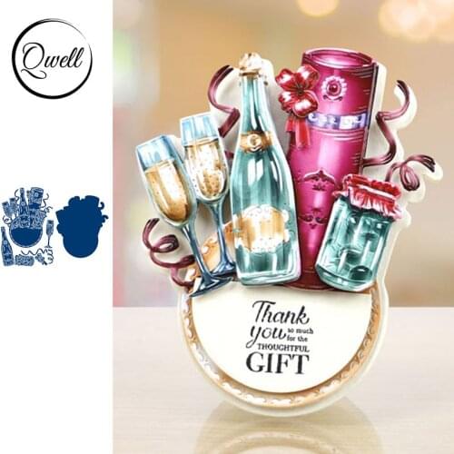QWELL Wine Bottle Glass Metal Cutting Dies for Scrapbooking and Card Making Paper Embossing Craft New 2019 die cuts
