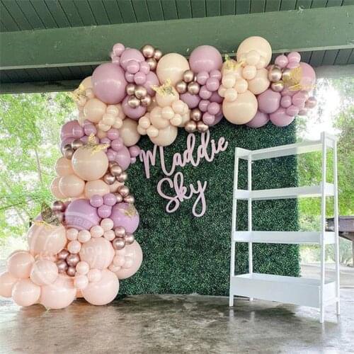144pcs Macaron Orange Purple Balloon Garland Butterfly Arch Kit Champagne Gold Ballon Wedding Birthday Party Decor Baby Shower