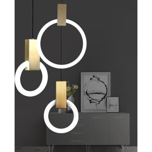 Tiooka Modern Luxury Led Circle Ring Bedside Pendant Light Nordic Creative Clothing Store Shop Stair Villa Ring Hanging Light