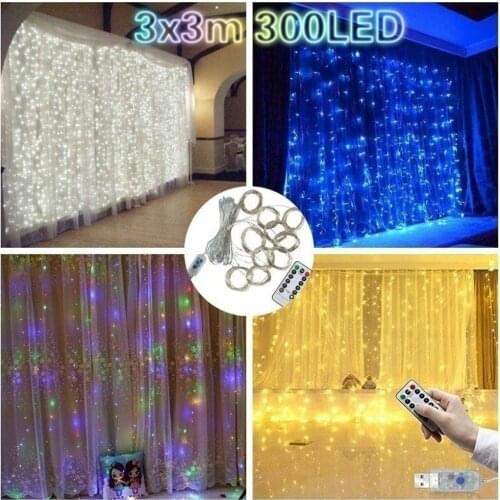 3x3M Curtain light 300 LED Window Curtain String Light for Wedding Party Home Garden Bedroom Outdoor Indoor Wall Decorations