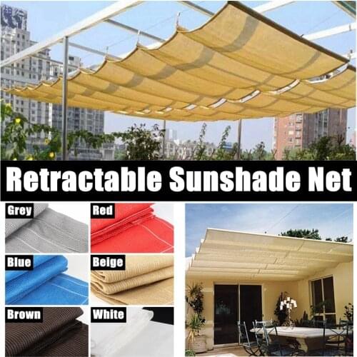 Customize Width 1.5M Telescopic Wave Sun Shade Net Thicken Balcony Terrace Sunshade Nets Outdoor Swimming Pool Sunshade Sails