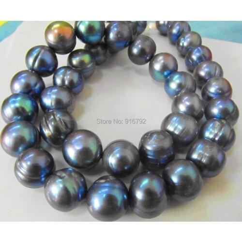 YH@CS >sRARE TAHITIAN 10-11MM SOUTH SEA BLACK BLUE PEARL NECKLACE 18inch jewelry
