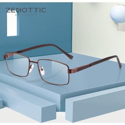 ZENOTTIC Metal Optical Glasses Frame Women Men Business Square Myopia Prescription Eyeglasses Ultralight Optical Spectacles