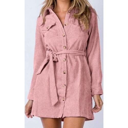 COLDKER women casual dress solid pattern v neck long sleeves cloth for female woman fomal clothing office ladies dress