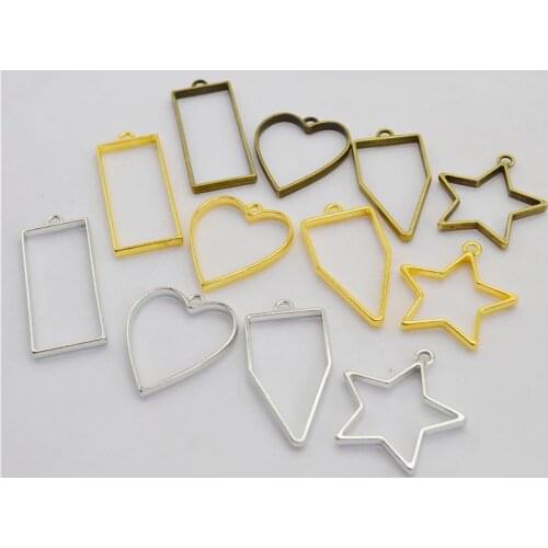10pcs/lot UV Resin Epoxy alloy frame bottom Charm Photo Frame Bronze Tone Ancient Necklace Bracelets Pendant DIY Jewelry