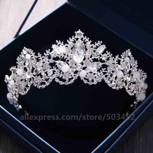 100pcs/lot Princess Tiaras Flower Leaves Crown Headbands Women Girls Crown Crystal Bridal Wedding Party Hair Accessories Hair