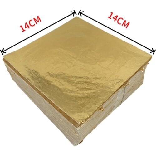 1000 pcs 14 x 14 cm Decoration Copper leaf Color 2.5 - Gold Imitation Foil Leaf Attached on Furniture Wooden Frame Glass Buddba