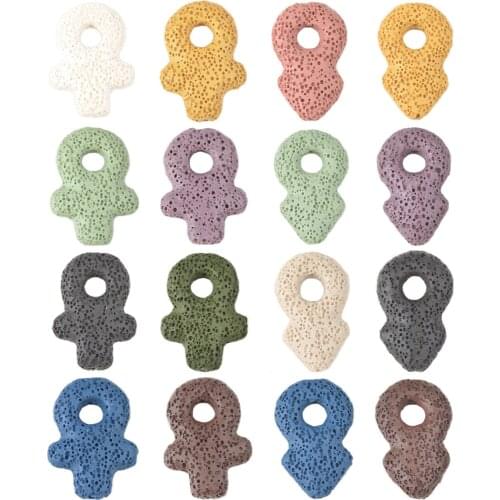 5pcs Female Symbol 25x17mm 34x24mm Natural Volcano Lava Stone Loose Crafts Beads lot for Jewelry Making DIY Earring Findings