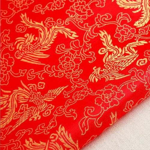 500cm*150cm Imitation silk satin fabric antique suit cheongsam fabric Phoenix brocade wedding dress DIY cloth material wholesale