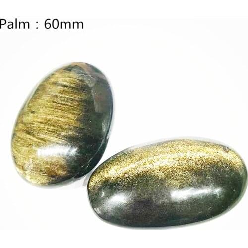60-80mm Natural Gold Obsidian Palm Stone Raw Gemstone Crystal Meditation Healing Energy Mineral