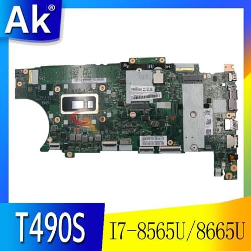 Akemy For Lenovo ThinkPad T490S Laptop Motherboard NM-B891 W/ I7 8565U 8665U 8GB RAM FRU 01HX964 01HX940 01HX942 01HX912 01HX910