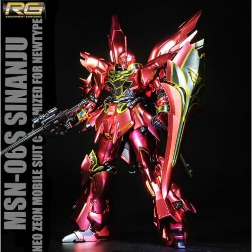 BANDAI RG 1/144 MSN-06S Sinanju GUNDAM Metal Coloring Action Toy Figures Up To Assembly Model Boys'Favorite Gift