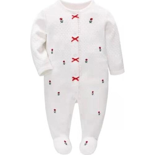 Vlinder Baby clothes Girl Rompers Newborn Clothes Embroider Flower Long Sleeve Infant Rompers 6M pack feet 9M-24M footless