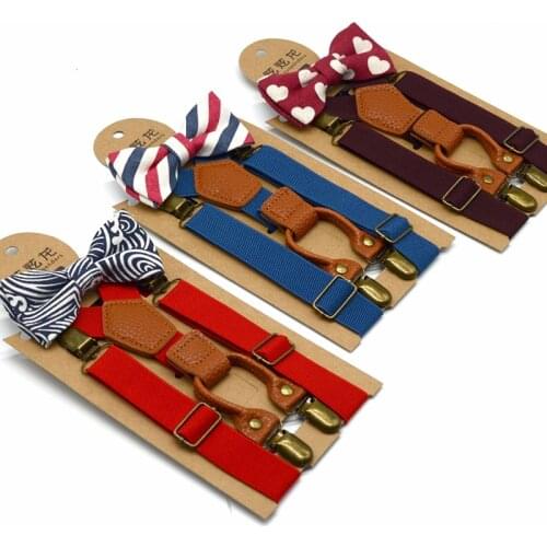 Baby Kid Suspenders with Bowtie Fashion Children Bow Tie Set Boy Braces Girl Adjustable Suspenders Baby Wedding Ties Accessories