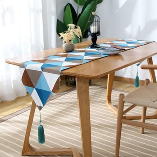 Cotton Fabric Table Runner Path Decorations Decor Centers of Dining Table Road Bed Trimmings of Christmas for The Table Triangle