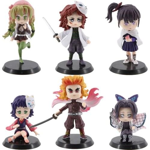 Anime Demon Slayer Action Figures PVC Model toys Hashibira Inosuke Tsuyuri Kanawo Kochou Shinobu Rengoku Kyoujurou 6pcs/Set